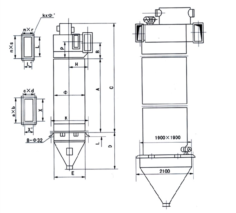 SZD-1600/1370组合电收尘器构造图